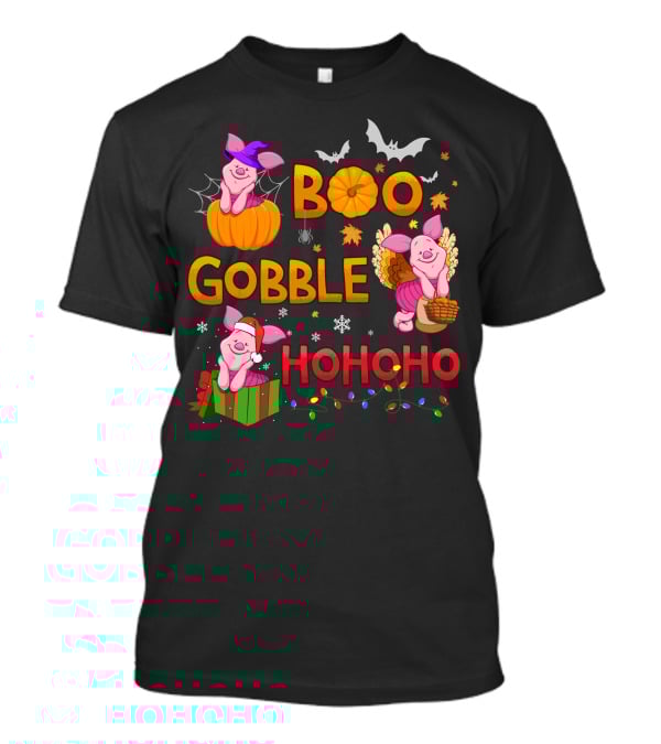 Piglet Boo Gobble Ho Ho Ho Holiday Seasons T-Shirt
