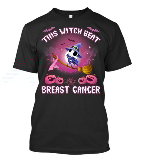 This Witch Beat Breast Cancer Halloween Pink Ribbon Jack-O-Lanterns T-Shirt