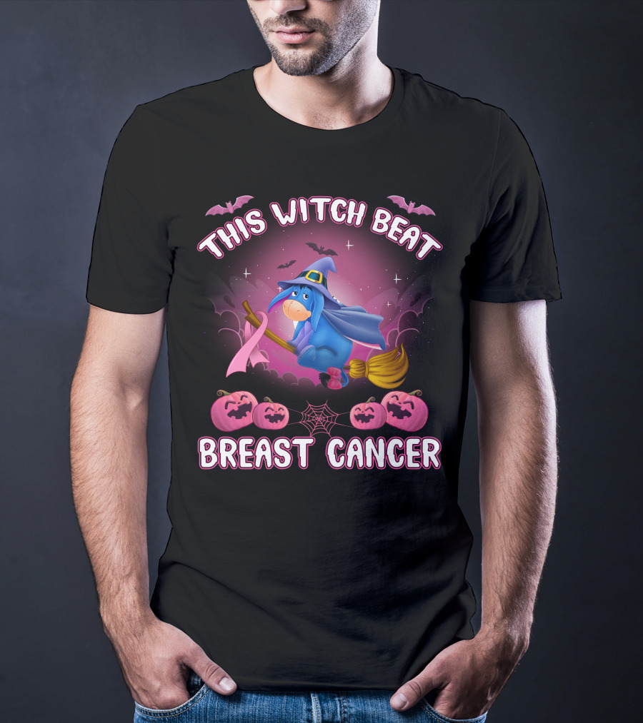 This Witch Beat Breast Cancer Eeyore Broomstick Pumpkins Bat T-Shirt
