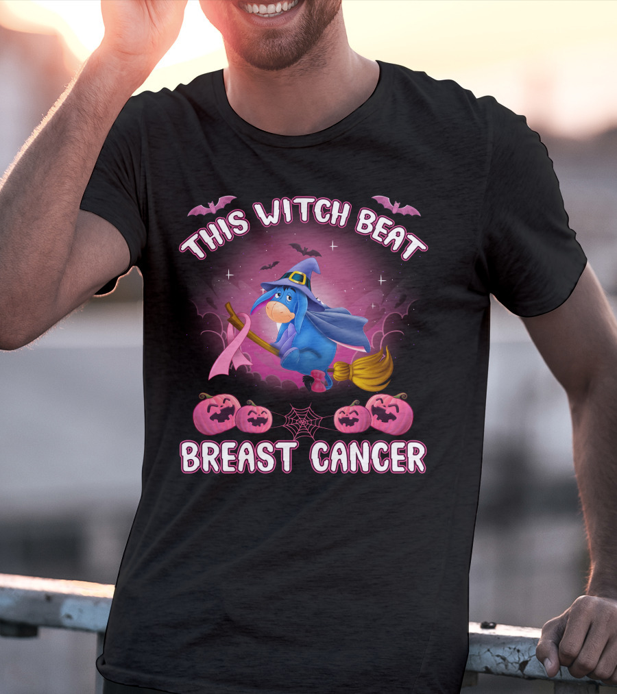 This Witch Beat Breast Cancer Eeyore Broomstick Pumpkins Bat T-Shirt