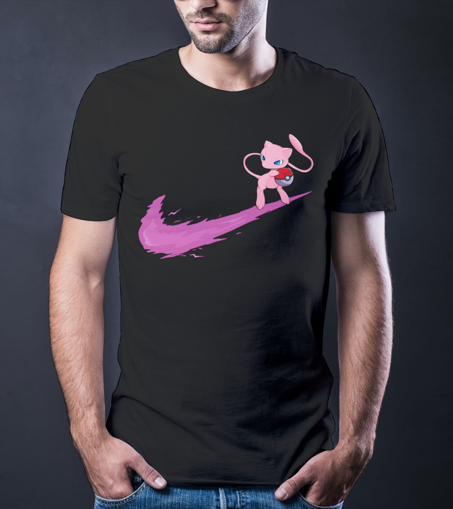 Mew Pokemon Nike Swoosh Pokeball Crossover T-Shirt