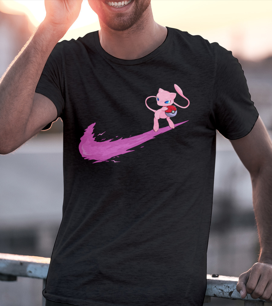 Mew Pokemon Nike Swoosh Pokeball Crossover T-Shirt