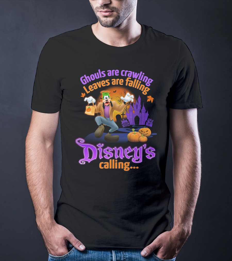 Ghouls Are Crawling Leaves Are Falling Disney's Calling Goofy Halloween Theme T-Shirt