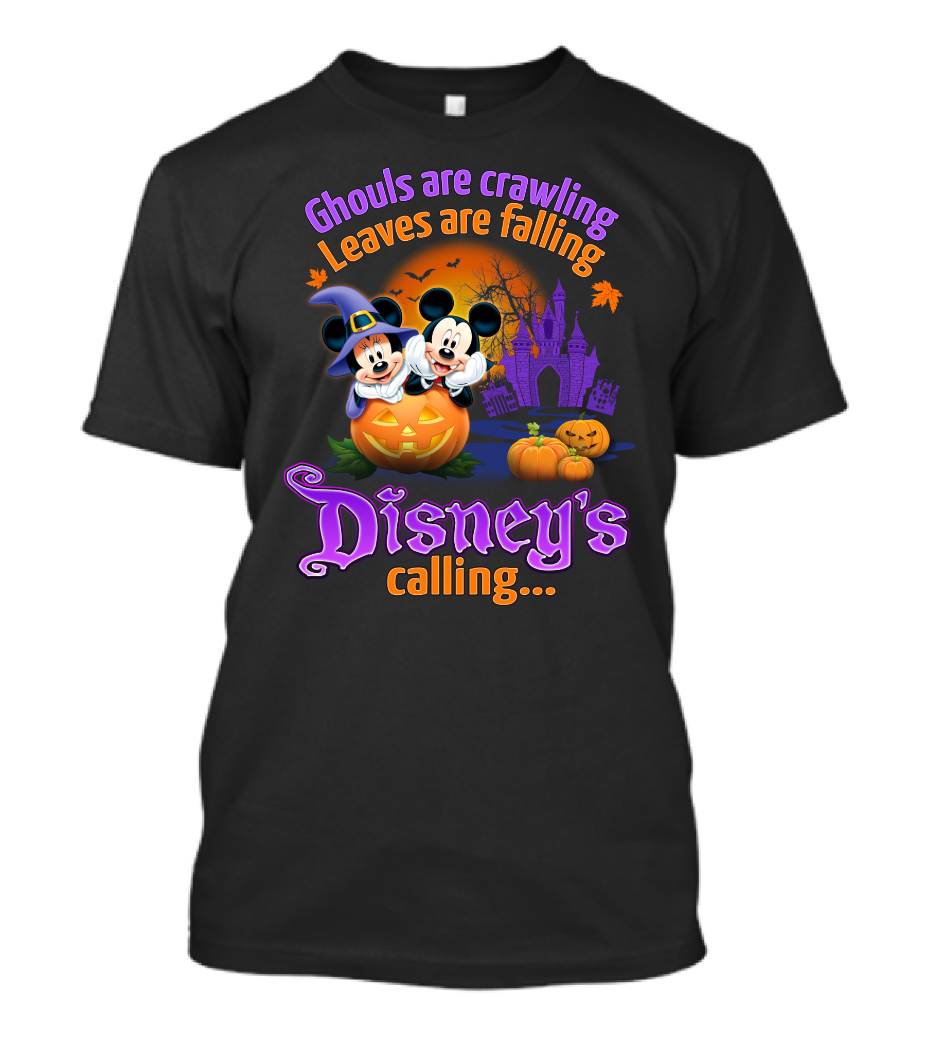 Ghouls Are Crawling Leaves Are Falling Disney's Calling With Mickey And Minnie Halloween Theme T-Shirt