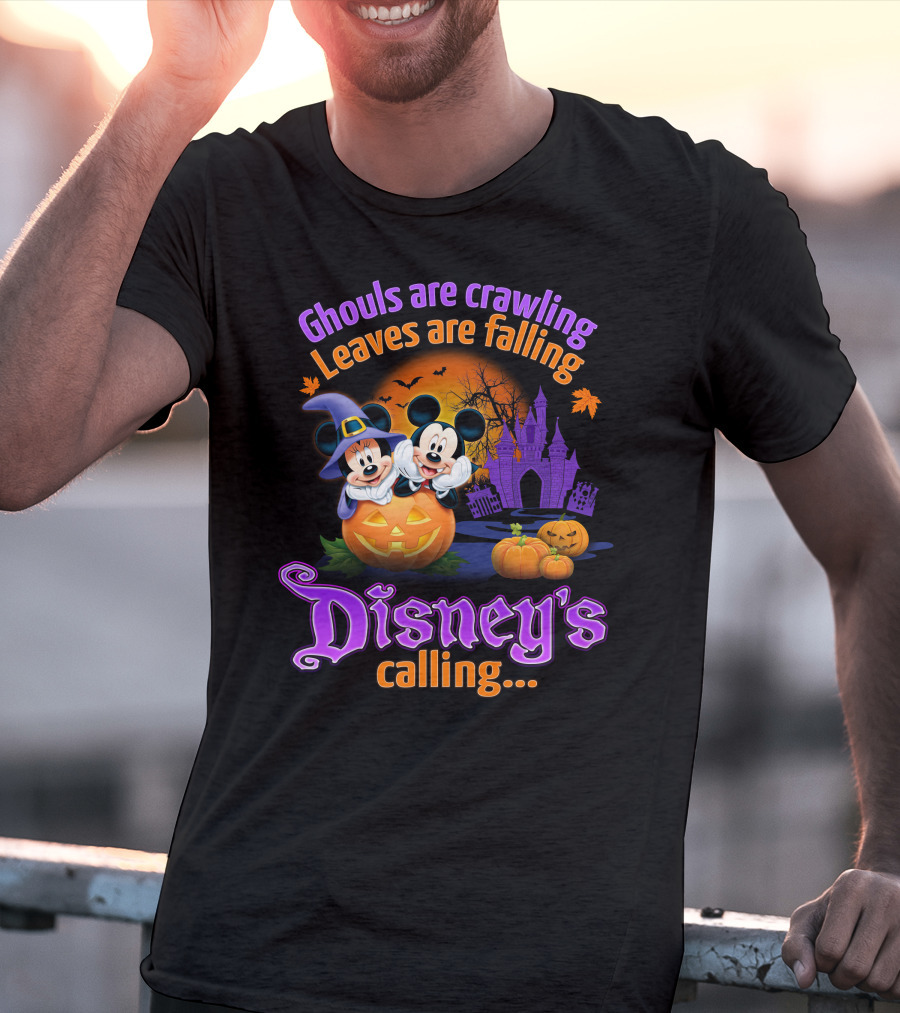 Ghouls Are Crawling Leaves Are Falling Disney's Calling With Mickey And Minnie Halloween Theme T-Shirt