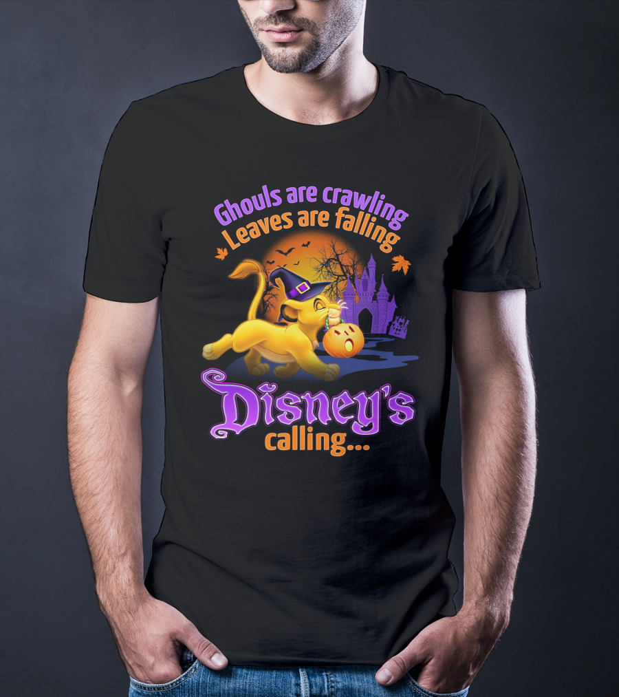 Ghouls Are Crawling Leaves Are Falling Disney's Calling Simba Halloween Scene T-Shirt