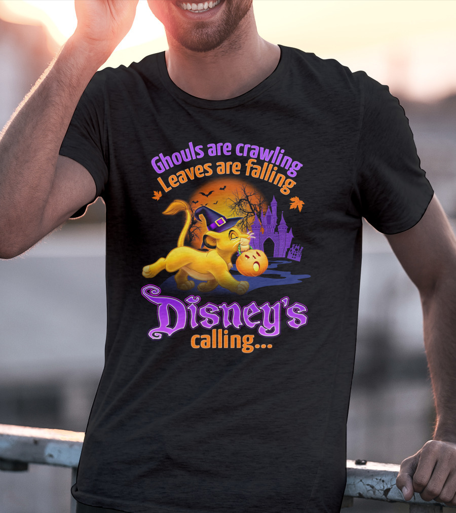 Ghouls Are Crawling Leaves Are Falling Disney's Calling Simba Halloween Scene T-Shirt