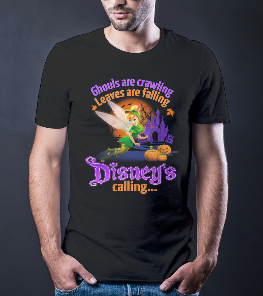 Ghouls Are Crawling Leaves Are Falling Disney's Calling Tinker Bell Halloween Theme T-Shirt