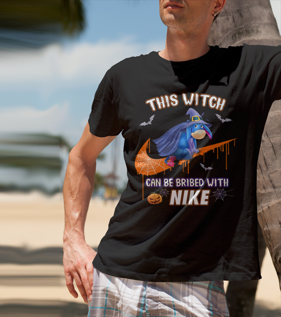This Witch Can Be Bribed With Nike Eeyore Halloween Bats Pumpkins T-Shirt