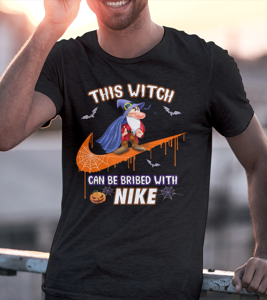 This Witch Can Be Bribed With Nike Wizard Pumpkin Bat Halloween T-Shirt