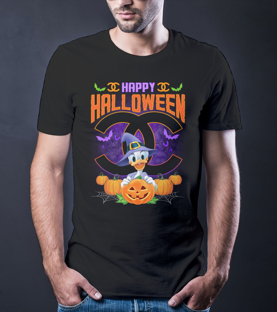 Happy Halloween Daisy Pumpkin Bats Spiders Duck T-Shirt
