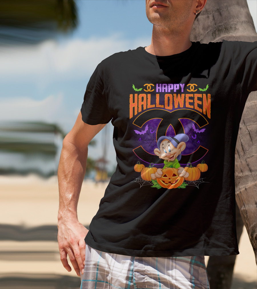 Happy Halloween Dopey Chanel Pumpkin Bats T-Shirt