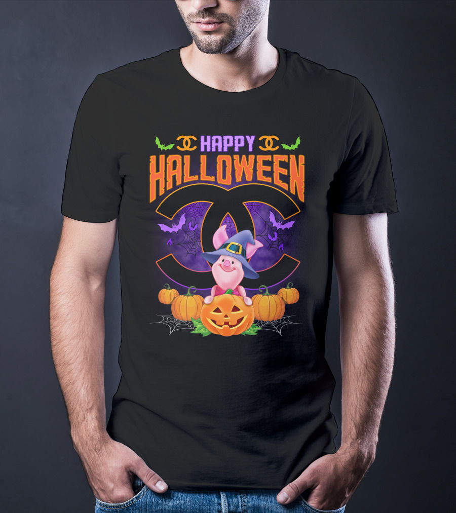 Happy Halloween Piglet With Pumpkins And Cc T-Shirt