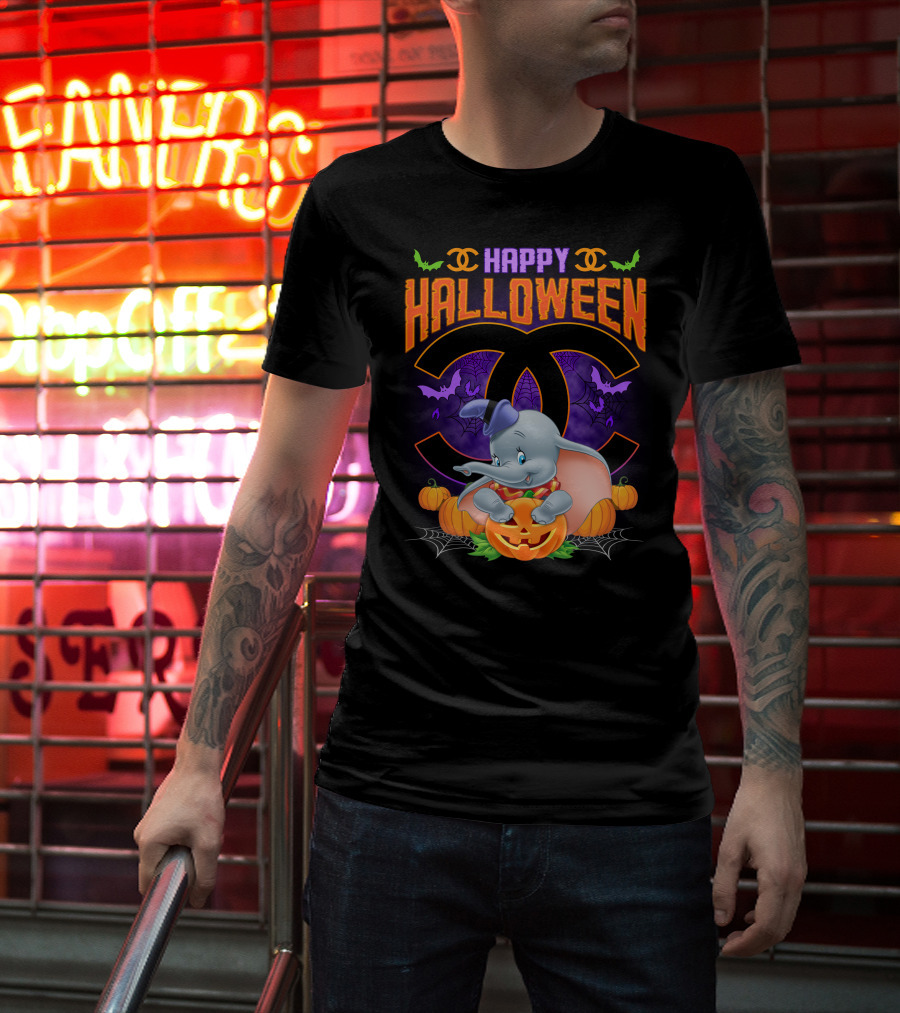 Dumbo Happy Halloween Pumpkins And Bats T-Shirt
