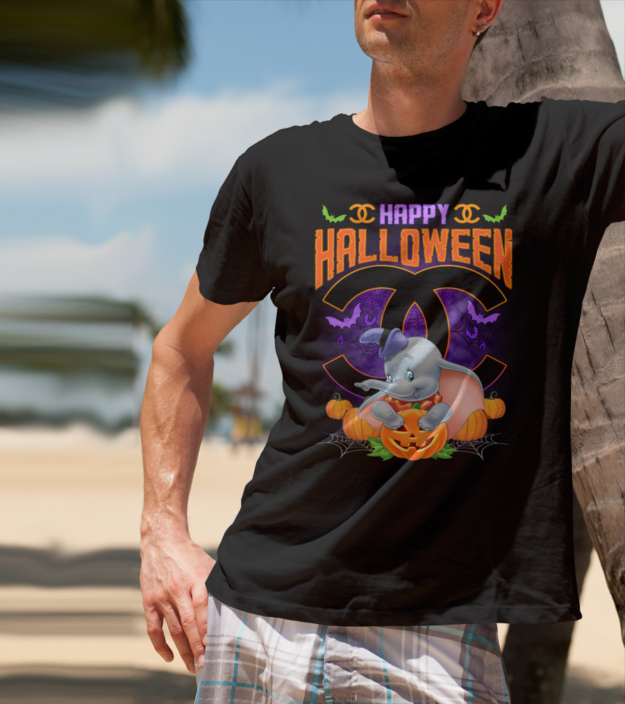 Dumbo Happy Halloween Pumpkins And Bats T-Shirt