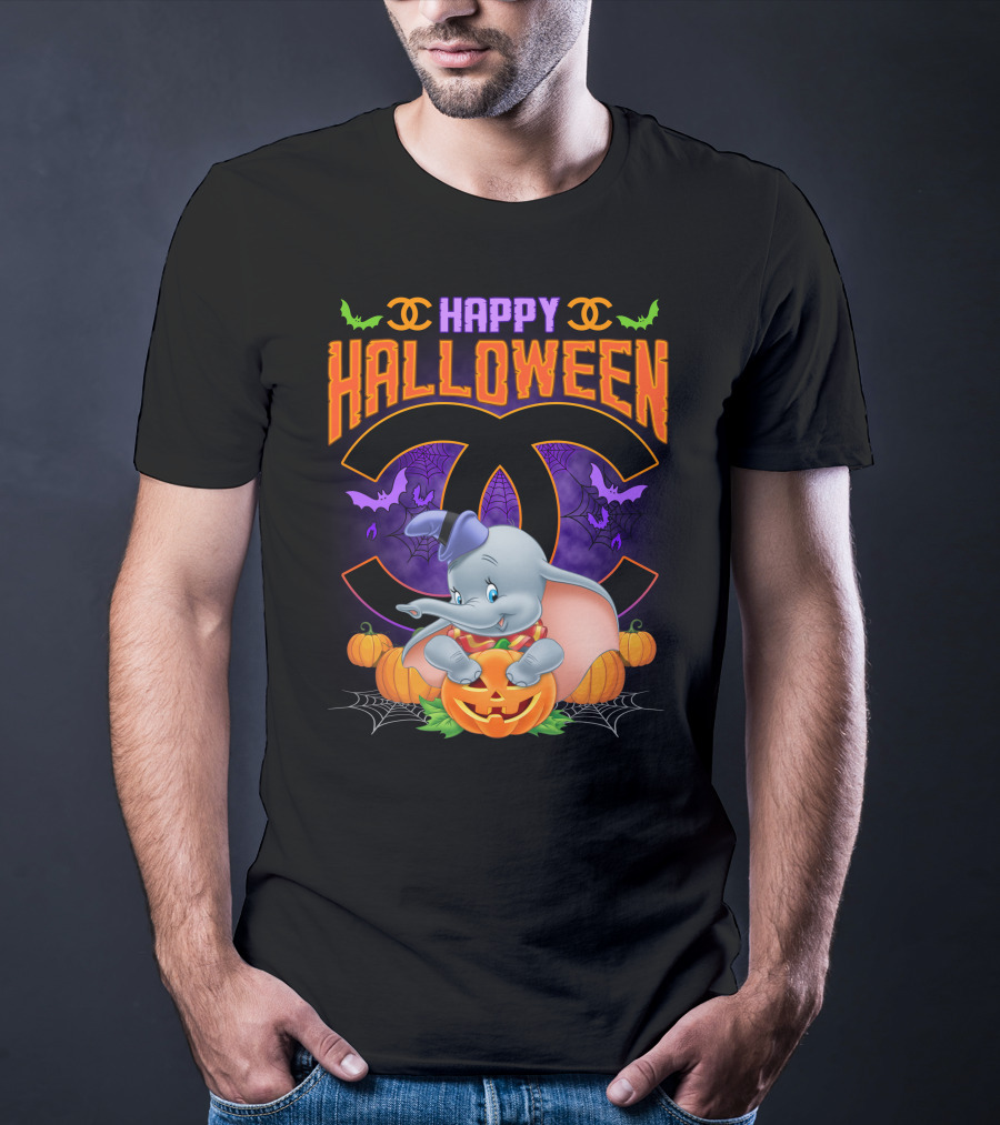 Dumbo Happy Halloween Pumpkins And Bats T-Shirt