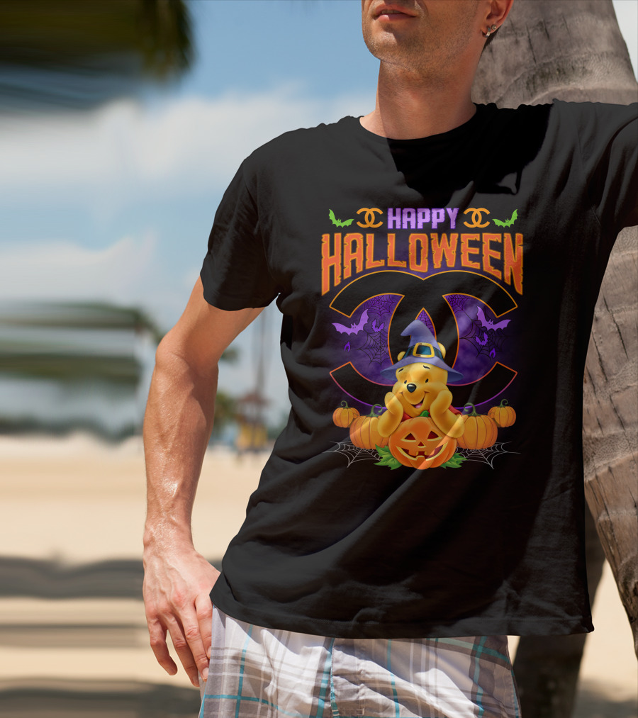 Happy Halloween Pooh Pumpkins Bat Spells T-Shirt