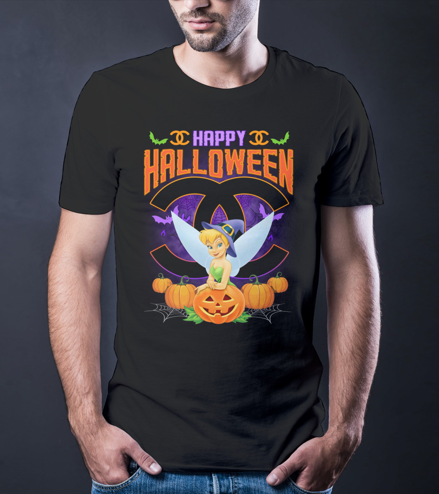 Happy Halloween Tinker Bell Pumpkins Bat Wings T-Shirt