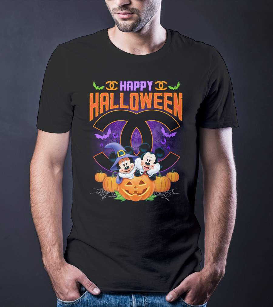 Happy Halloween Mickey Minnie Pumpkin Bat Costume T-Shirt
