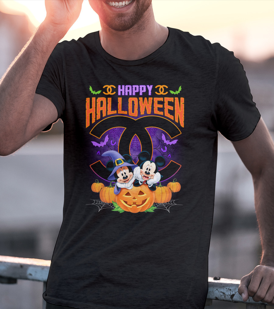 Happy Halloween Mickey Minnie Pumpkin Bat Costume T-Shirt