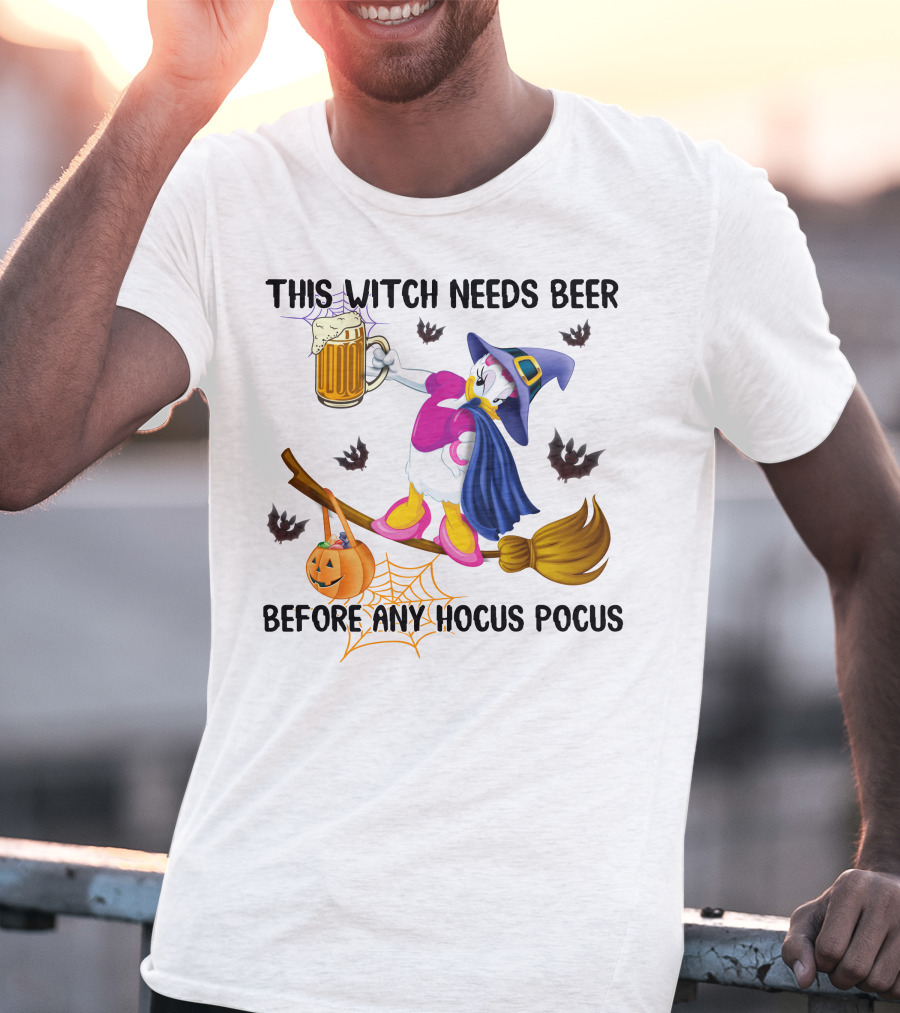 This Witch Needs Beer Before Any Hocus Pocus Daisy T-Shirt