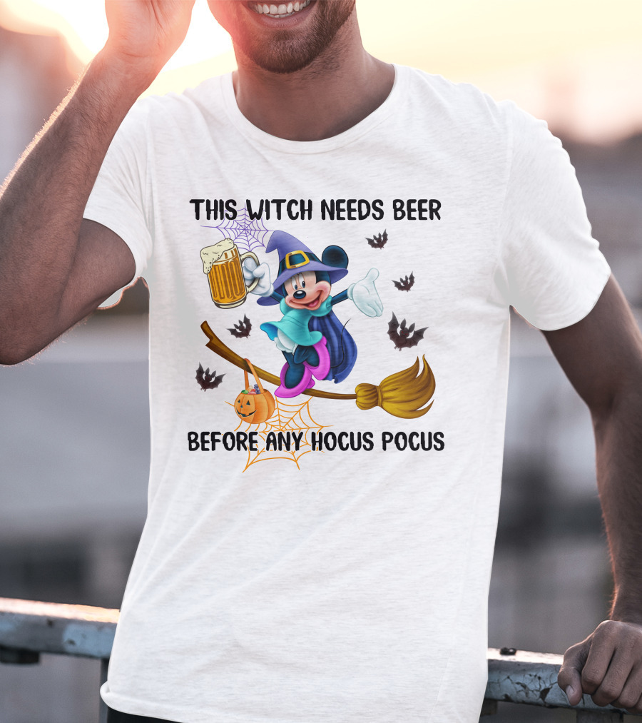 This Witch Needs Beer Before Any Hocus Pocus Minnie T-Shirt