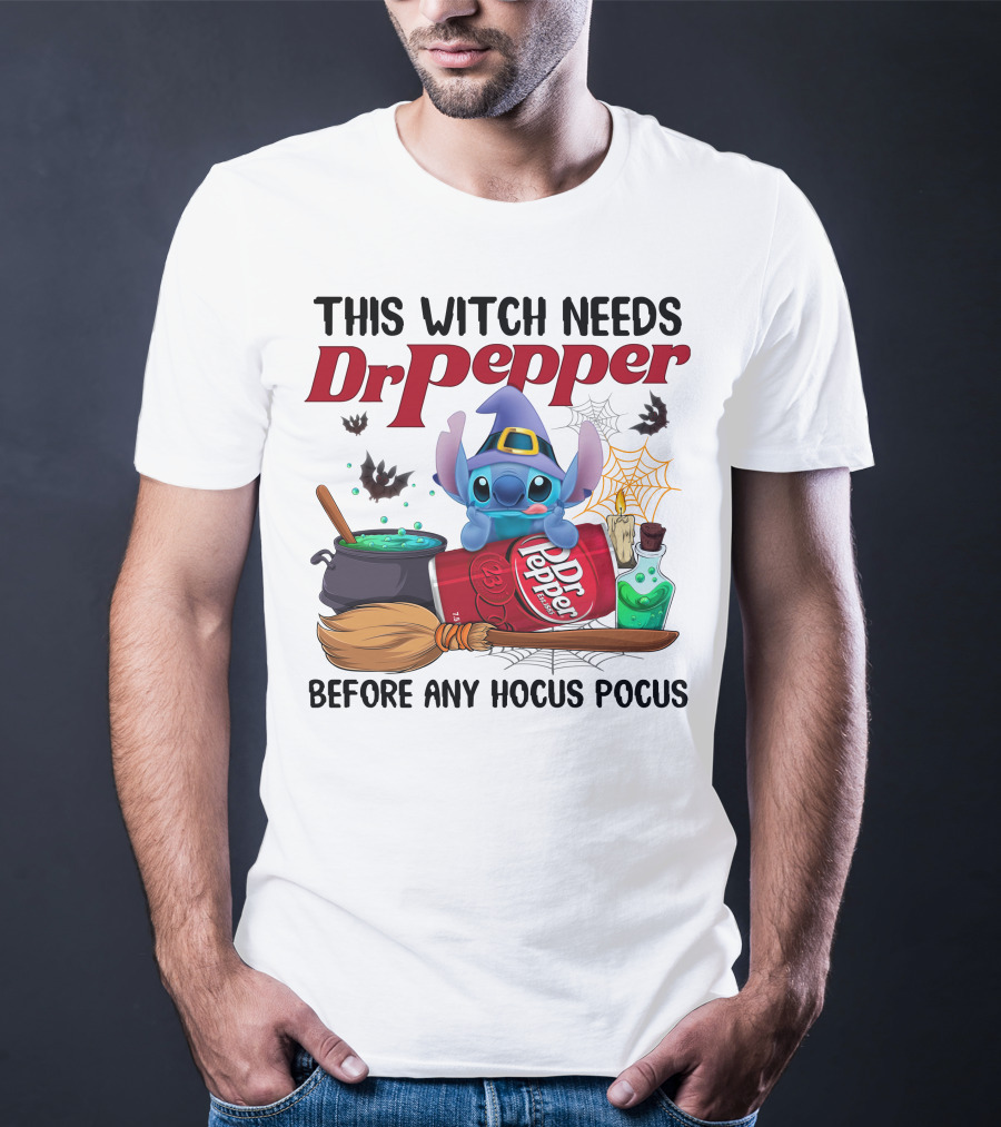 This Witch Needs Dr Pepper Before Any Hocus Pocus Stitch T-Shirt