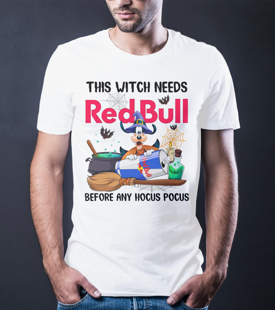 This Witch Needs Red Bull Before Any Hocus Pocus Goofy Halloween Theme T-Shirt