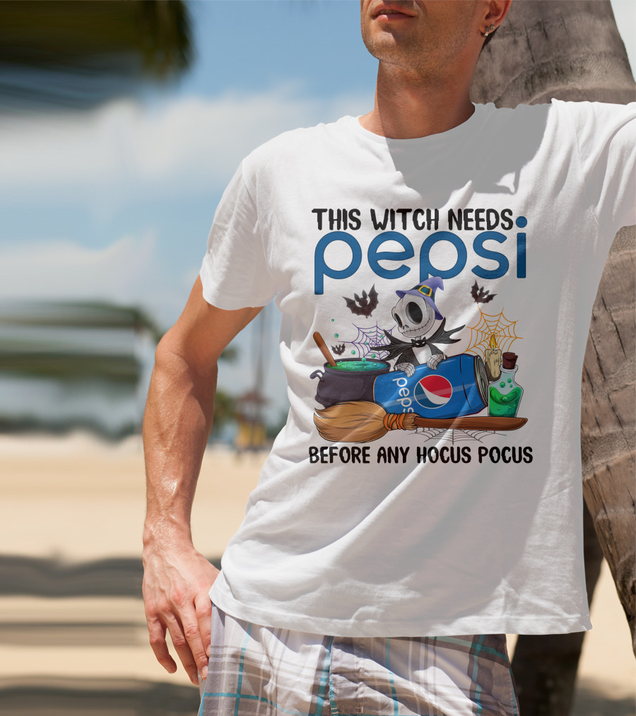 This Witch Needs Pepsi Before Any Hocus Pocus Jack Skellington T-Shirt