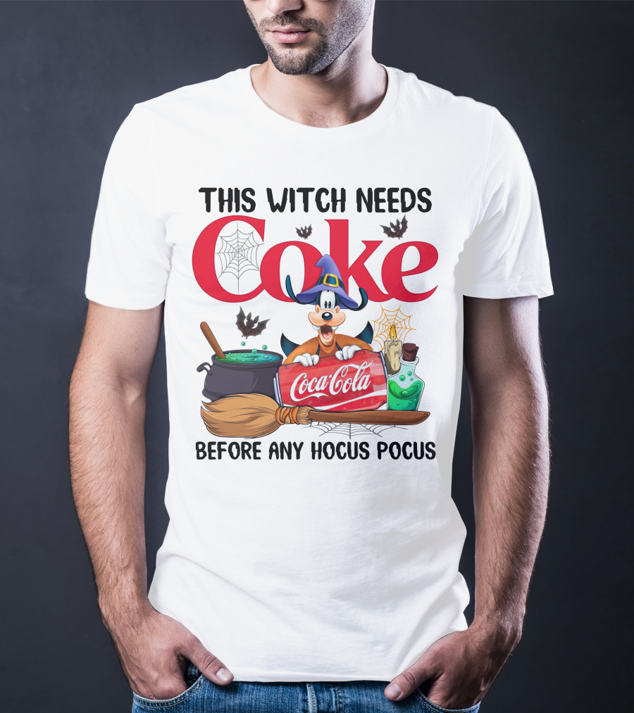 This Witch Needs Coke Before Any Hocus Pocus Coca-Cola Goofy Halloween T-Shirt