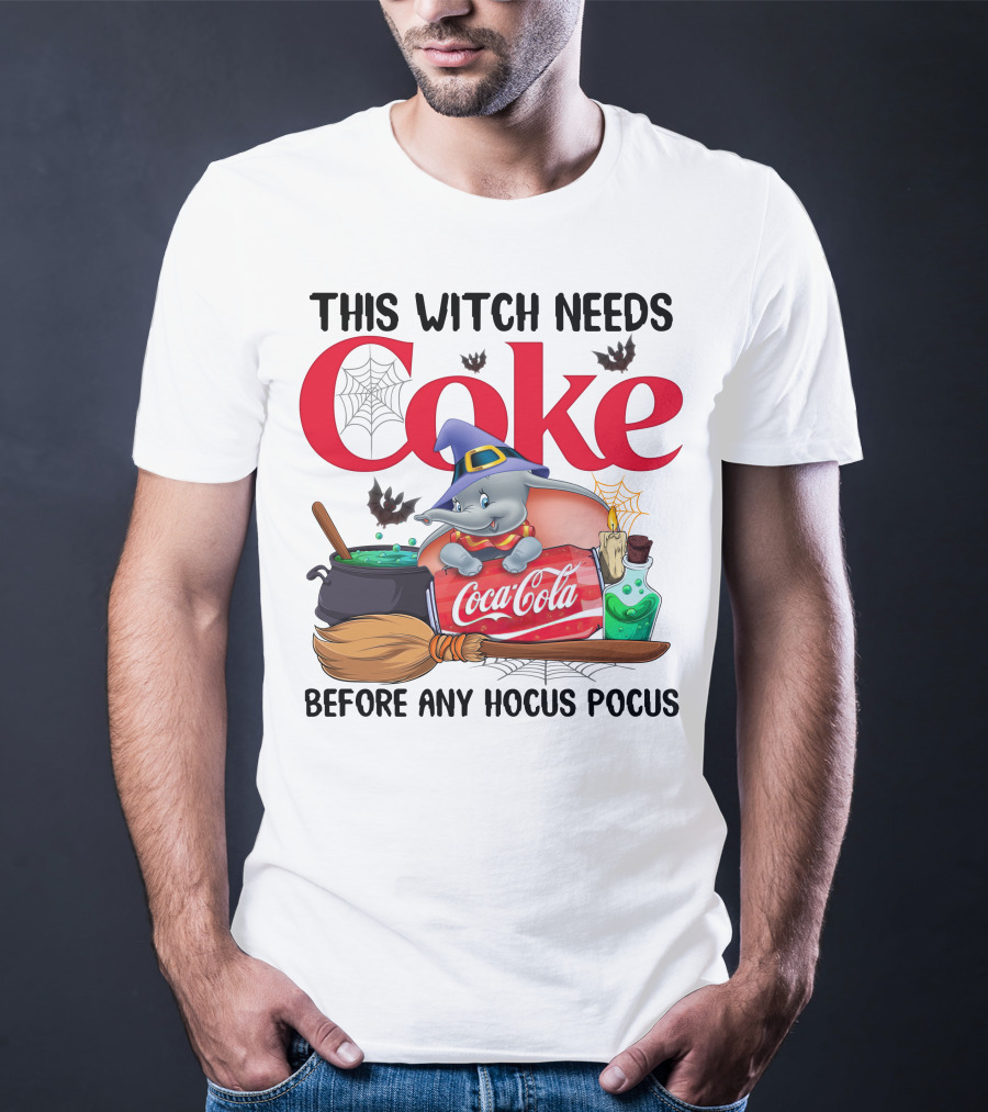 This Witch Needs Coke Before Any Hocus Pocus Coca-Cola Dumbo Halloween T-Shirt