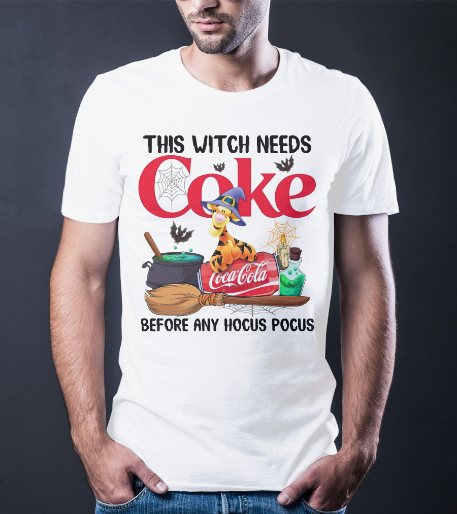 This Witch Needs Coke Before Any Hocus Pocus Coca-Cola Tigger Halloween T-Shirt
