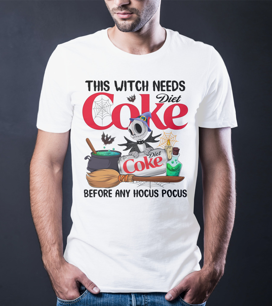 This Witch Needs Diet Coke Before Any Hocus Pocus Jack Skellington T-Shirt