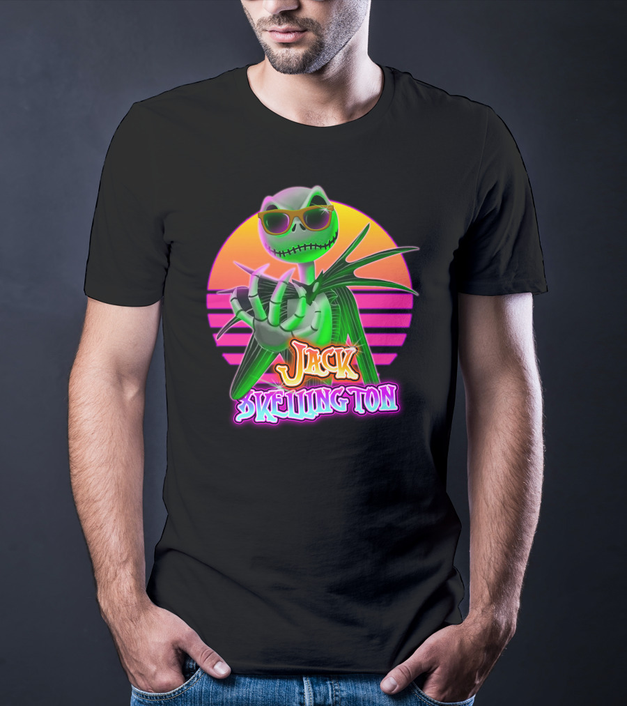 Jack Skellington Retro Neon Sunglasses Vintage Style T-Shirt