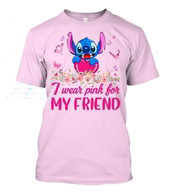 Stitch I Wear Pink For My Friend T-Shirt
