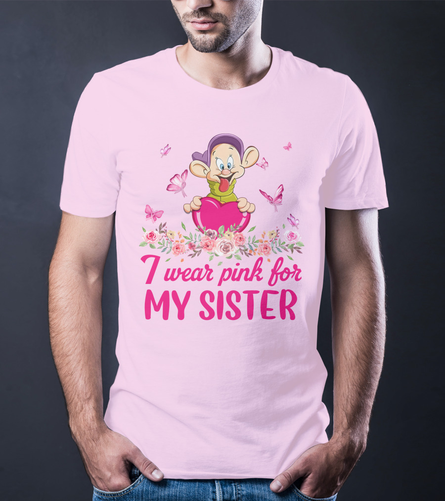 I Wear Pink For My Sister Dopey Seven Dwarfs T-Shirt