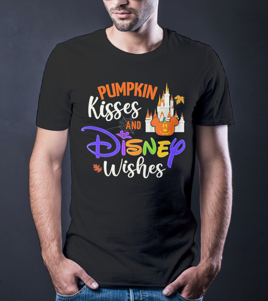 Pumpkin Kisses And Disney Wishes Magic Castle Mickey Pumpkin T-Shirt