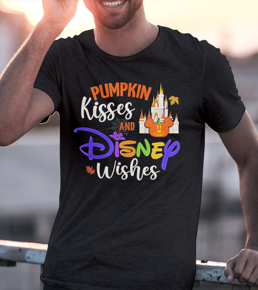 Pumpkin Kisses And Disney Wishes Magic Castle Mickey Pumpkin T-Shirt