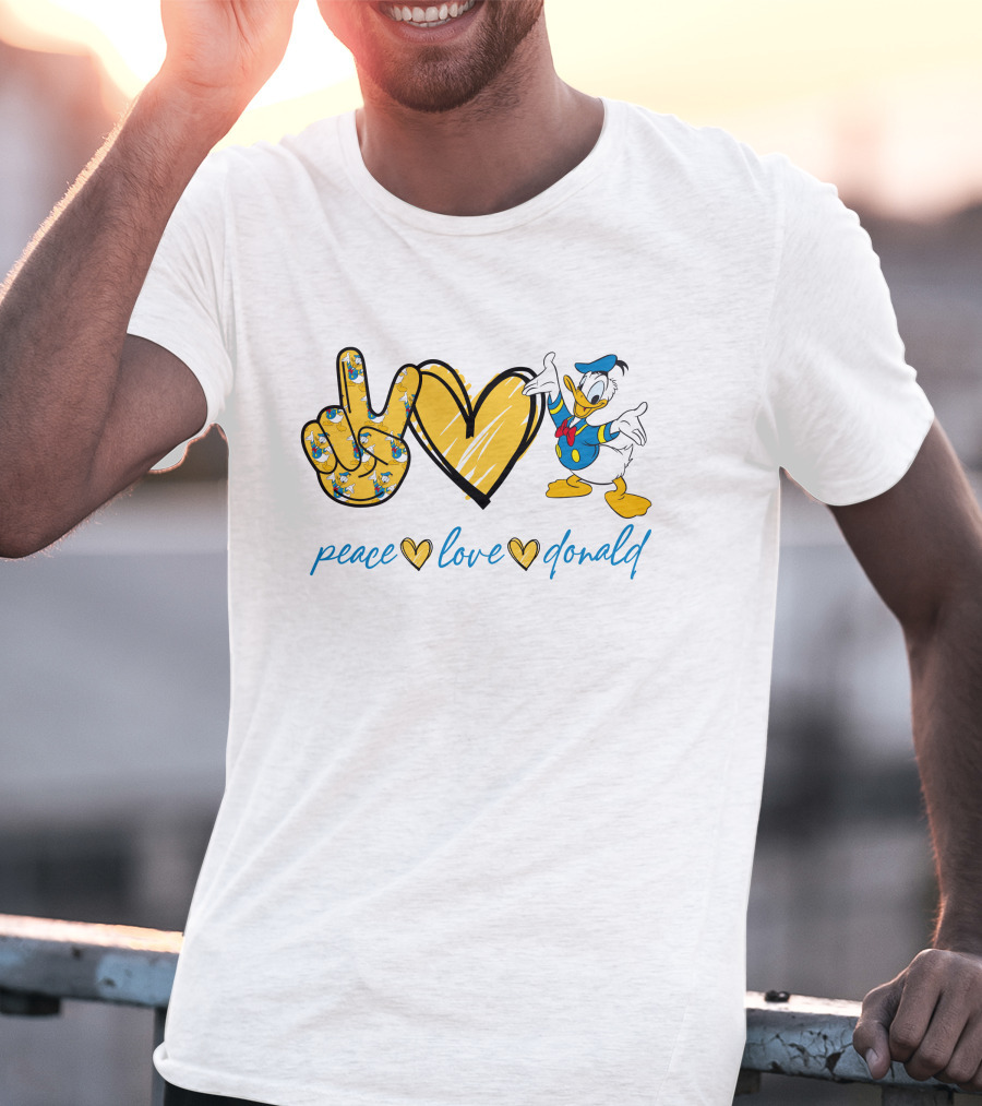 Peace Love Donald Duck Peace Hand Heart T-Shirt