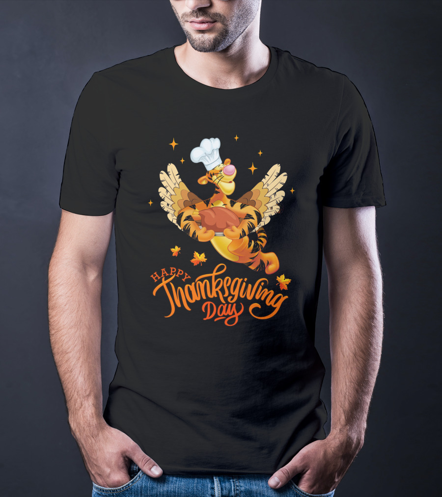 Tigger Happy Thanksgiving Day Chef Turkey Wings T-Shirt