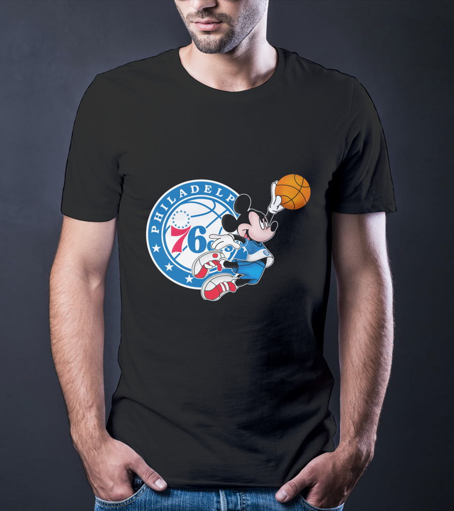 Philadelphia 76ers Mickey Basketball Dunk T-Shirt