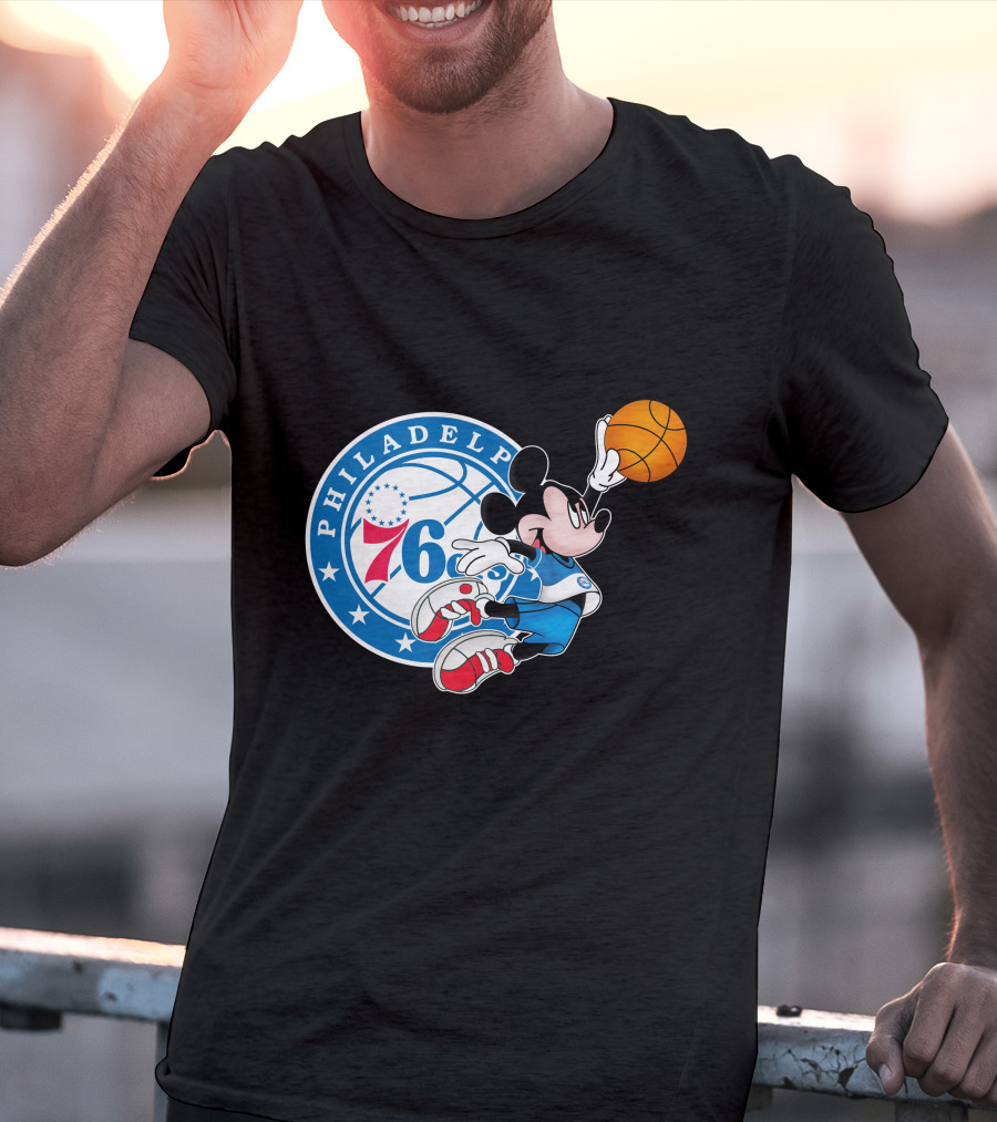 Philadelphia 76ers Mickey Basketball Dunk T-Shirt
