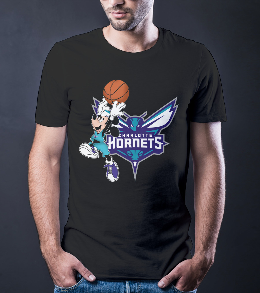 Mickey Charlotte Hornets Basketball T-Shirt