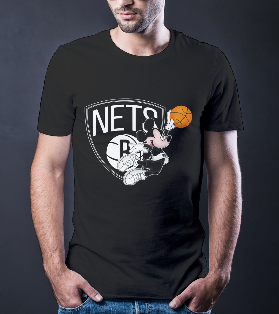 Nets Mickey Basketball Slam Dunk T-Shirt