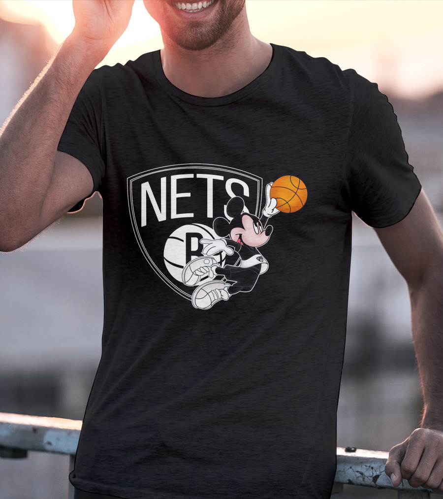 Nets Mickey Basketball Slam Dunk T-Shirt