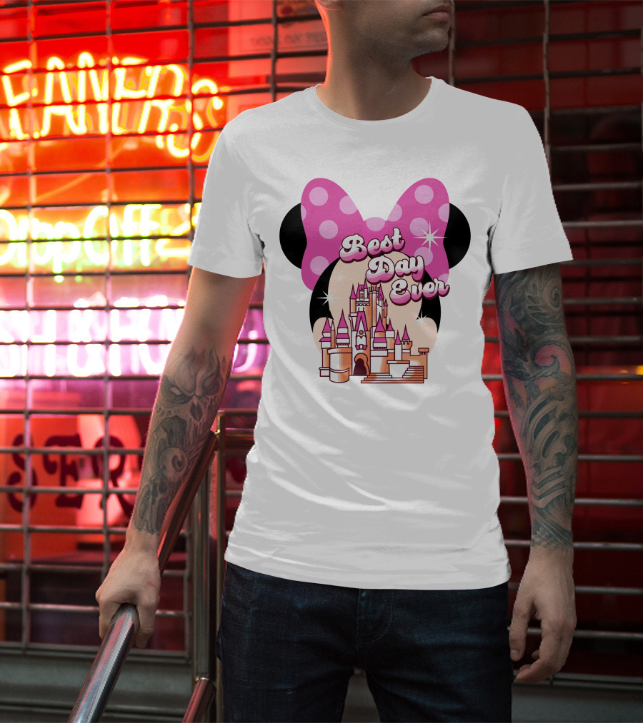 Minnie Best Day Ever Castle Pink Bow T-Shirt