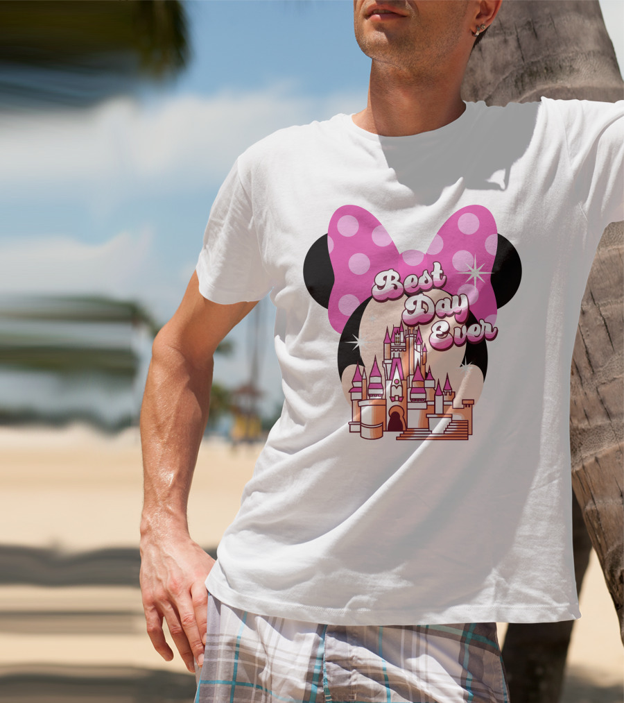 Minnie Best Day Ever Castle Pink Bow T-Shirt