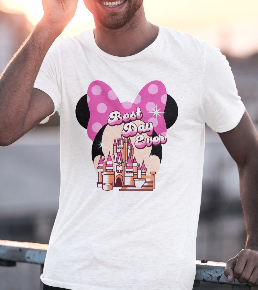 Minnie Best Day Ever Castle Pink Bow T-Shirt
