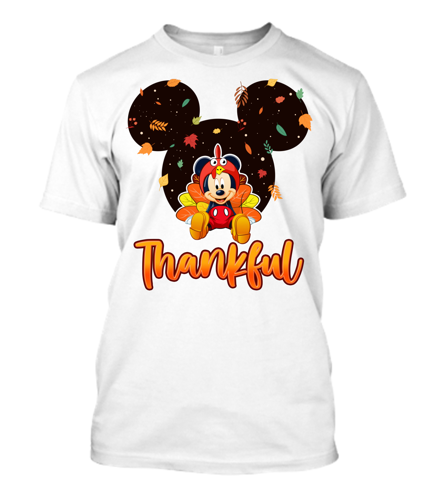 Thankful Mickey Mouse Thanksgiving Leaves T-Shirt