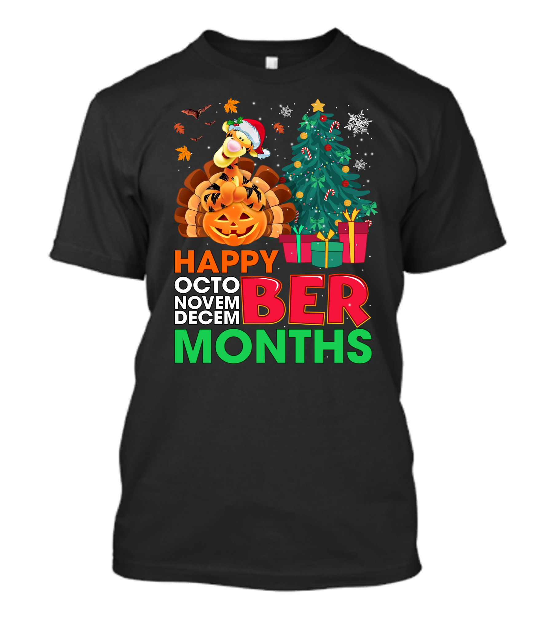 Happy Octo Novem Decem Ber Months Tigger T-Shirt